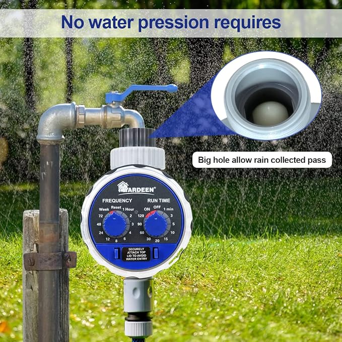 Lawn & Garden Sprinkler Timer, Blue Plastic Oscillating Sprinkler with Motion Sensor, Water Timer, Adjustable Sensitivity, 100 sq ft Coverage
