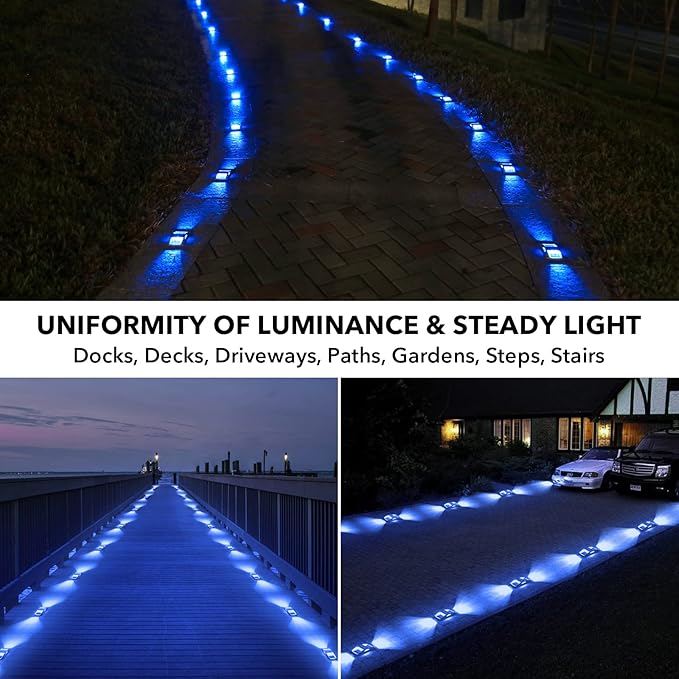 AGPTEK Solar Driveway Lights 4 Pack, Solar Deck Lights Outdoor Dock Marine Lights LED Dock Lights Solar Powered Waterproof Driveway Marker Lights for Warning Step, Sidewalk, Pathway, Garden, Yard