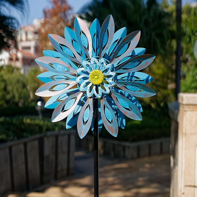 Viveta Wind Spinners,Large Outdoor Wind Sculpture, Metal Windmill | Double-Side, for Yard and Garden