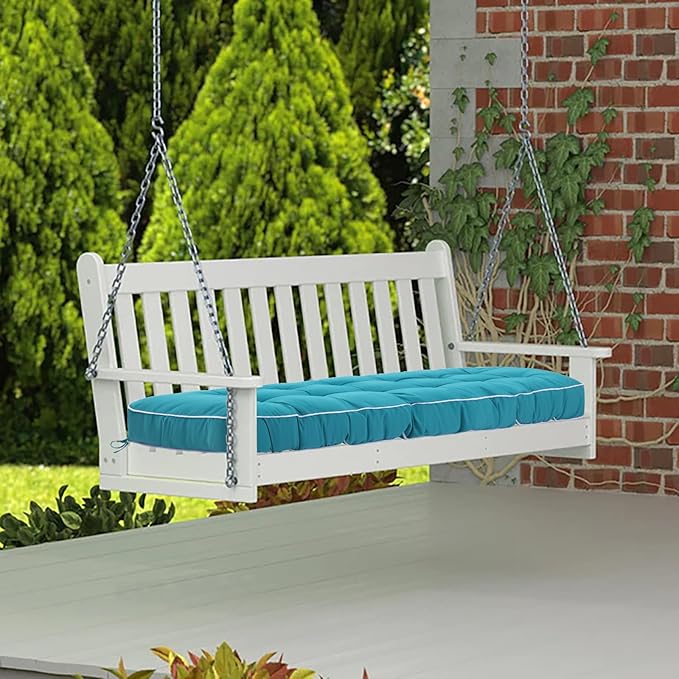 3 Seat 57 Inches Outdoor Porch Swing Cushions,Water-Resistant Tufted Patio Swing Replacement Cushions