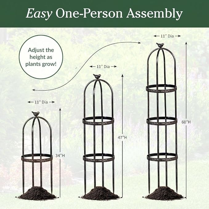 Evergreen 7 ft Garden Trellis for Climbing Plants Outdoor Metal Garden Obelisk, Indoor Plant Trellis for Potted Plants & Heavy Vines Support, Antique Copper