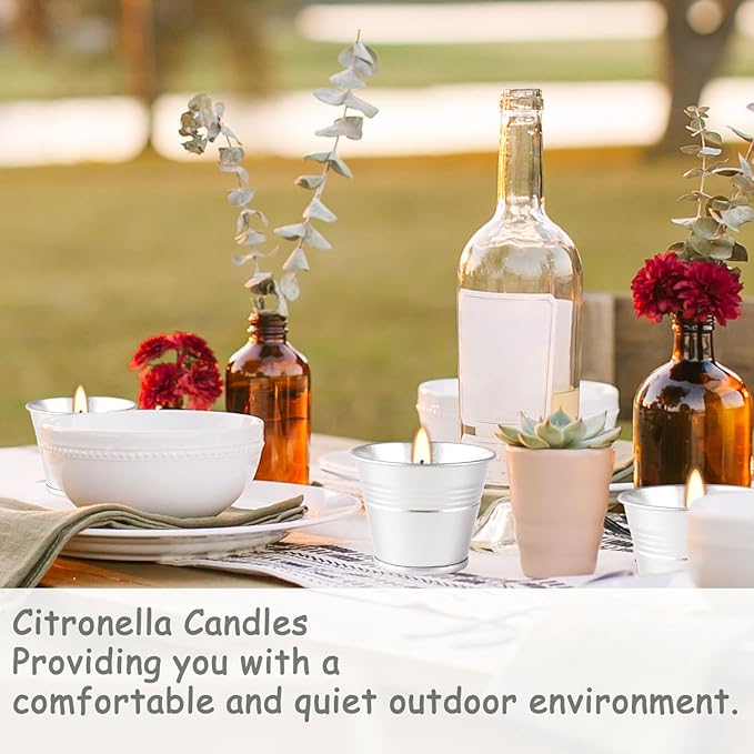 Outdoors Citronella Candles 32Pack - Garden Citronella Scented Candles, Long Burning, 2 oz Small Tin Candles Gift Sets for Home Patio Yard Indoors, Balcony, Camping BBQ & Summer Parties.