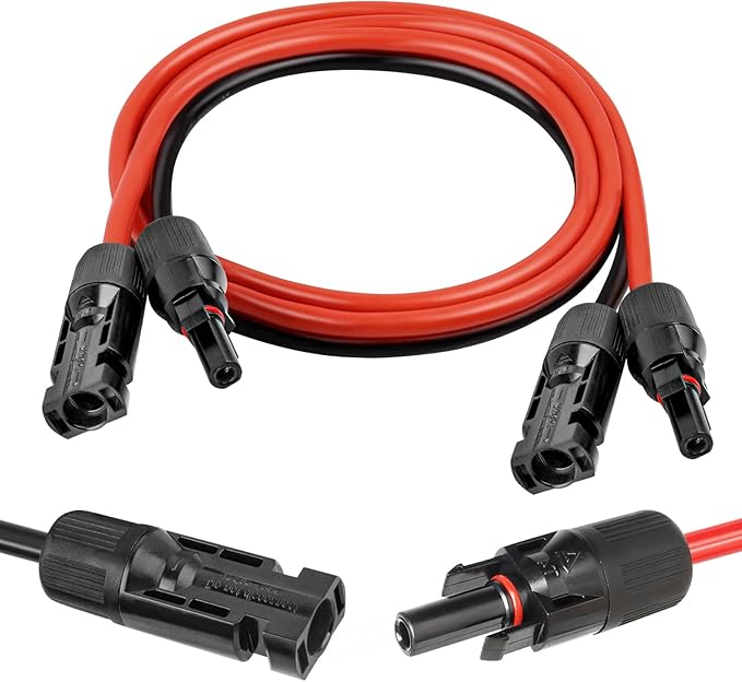 10 AWG Solar Extension Cable 3FT, Flexible Solar Panel Wire with Male to Female Connector Parallel Tinned Copper Wire for Solar Panel, Automotive, RV, Boat, Outdoors