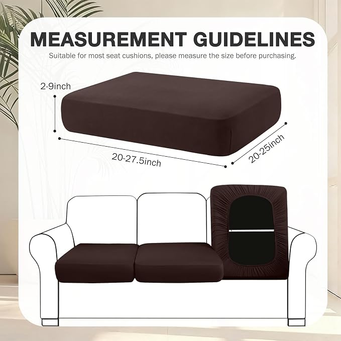 hyha 8Pcs Patio Cushion Covers, Stretch Outdoor Couch Cushion Covers Replacement, Washable Outdoor Chair/Sofa Slipcovers for Patio Furniture Cushions Protector with Elastic Bottom(Coffee,Cover Only)