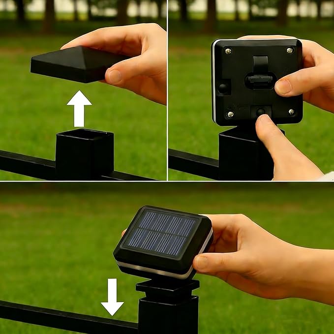 4-Pack Solar Fence Post Cap Lights, IP65 Waterproof for 2"x2" & 3"x3" Posts (5x5cm & 8x8cm), Outdoor Wall & Deck Lighting with Warm White/Cool White