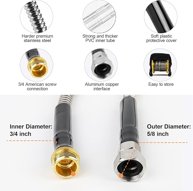 Expandable Garden Hose 100ft with Multifunctional Spray Nozzle, Lightweight Portable Water Hose, Non-Kink Garden Hose， Easy to Store Garden Tools for Watering Lawn Yard Car -Includes Carry Bag