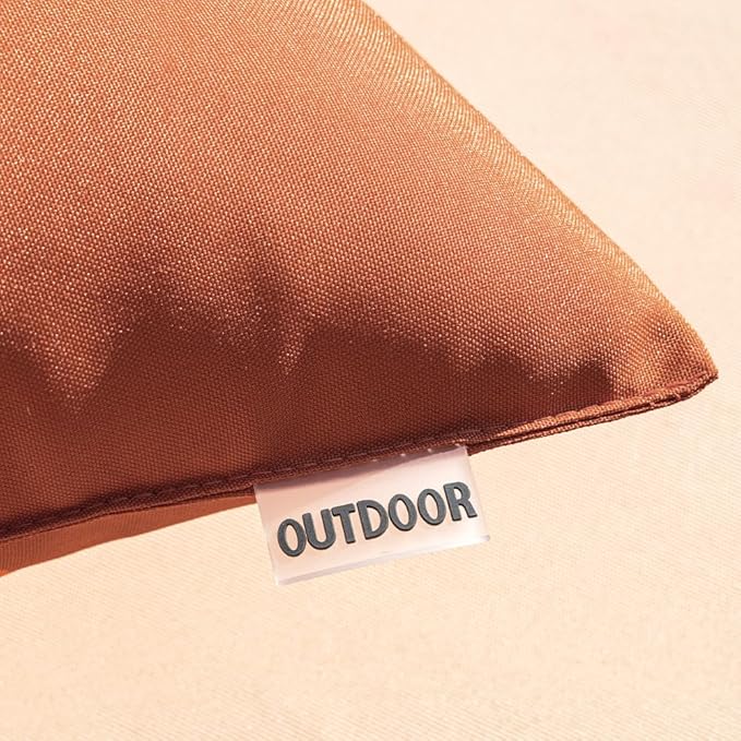 MIULEE Pack of 2 Decorative Outdoor Waterproof Pillow Covers Rectangular Garden Cushion Sham Throw Pillowcase Summer Shell for Fall Patio Tent Couch 12x20 Inch Rust