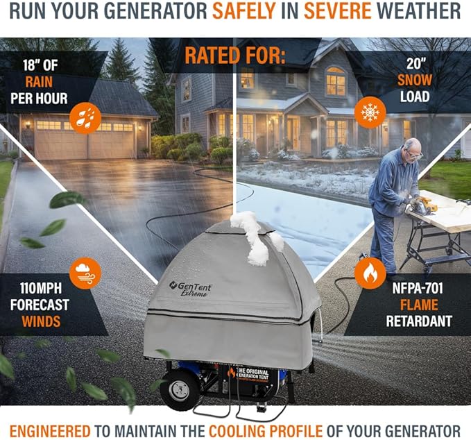 GenTent Open Frame Running Cover – Universal Kit Generator Tent (Gray, Original - Extreme)