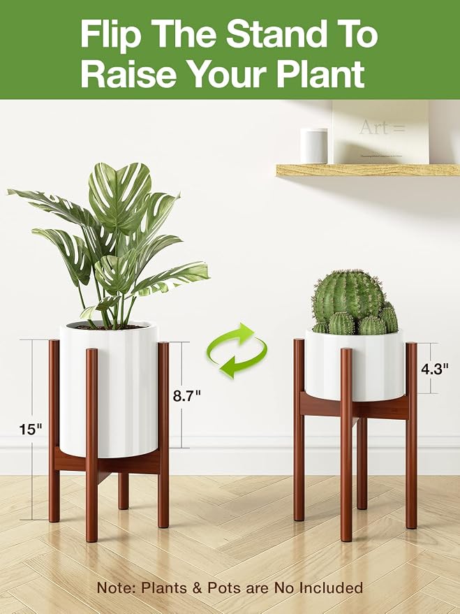 MUDEELA Plant Stand Dark Brown 1 Pack and Plant Stand Dark Brown 2 Pack or 2 Tier