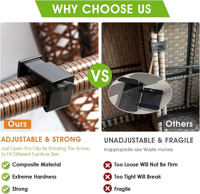Adjustable Outdoor Furniture Clips Patio Sofa Clips,Sectional Sofa Furniture Chair Clips,Rattan Furniture Clamps Wicker Chair Fasteners, Connect The Sectional or Module Outdoor Couch Patio Furniture