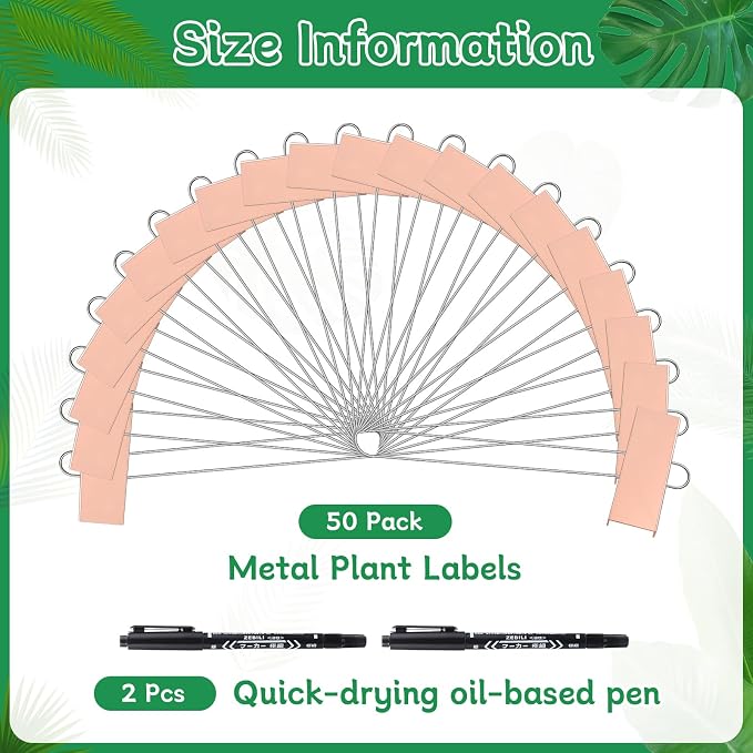 WSICSE 50-Pack Metal Garden Plant Labels, 10.6" Waterproof Garden Markers with Pen Reusable Nursery Tags for Vegetables Flower Seed Greenhouse