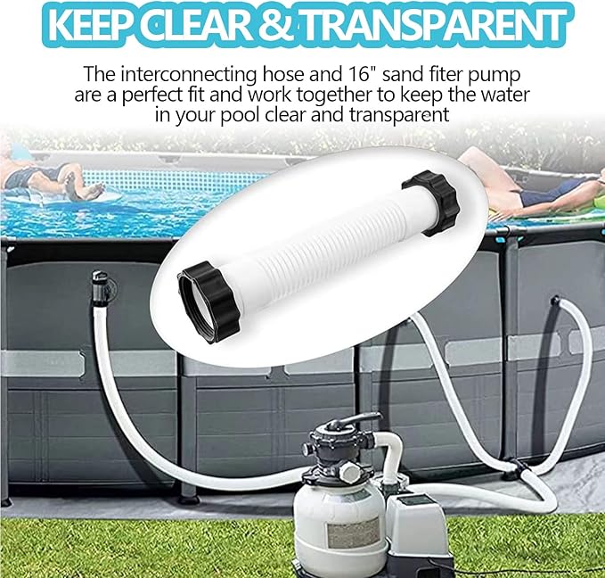 2-Pack 1.5-Inch Diameter Pool Hoses, 59-Inch Replacement Hoses Compatible with Above Ground Pool Pumps, Fits 1500 to 2500 GPH Filter Pumps, Sand & Saltwater System