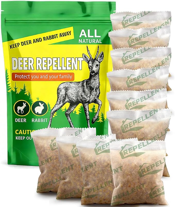 LAQDECDV Deer Repellent Outdoor, Rabbits Repellent, Deer and Rabbit Repellents for Plant, Deer Repellant for Garden, Deers Deterrent for Yard, Keep Deers Away from Flowers, Lasts Up to 60 Days-10P