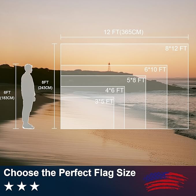 American Flag 8x12 FT for Outside - TearProof & Fade-Resistant USA Flag, Embroidered Stars, Sewn Stripes, Brass Grommets, UV & Weather-Resistant Spun Polyester, Perfect for High Winds & 4th of July