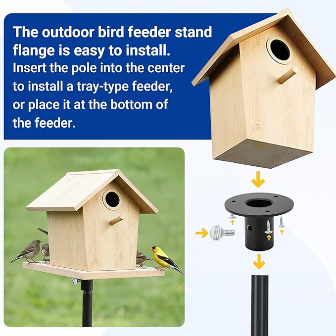 1202 Pole Mount Flange Compatible with Birds Choice, Suitable for 1-inch Poles, Bird Feeder Pole Mounting Flange, Black