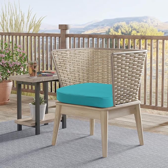 idee-home Outdoor Chair Cushions Set of 2, 19" x 19" x 3" Thick D-Shaped Patio Furniture Outdoor Seat Cushions Waterproof with Ties, Dining Pads