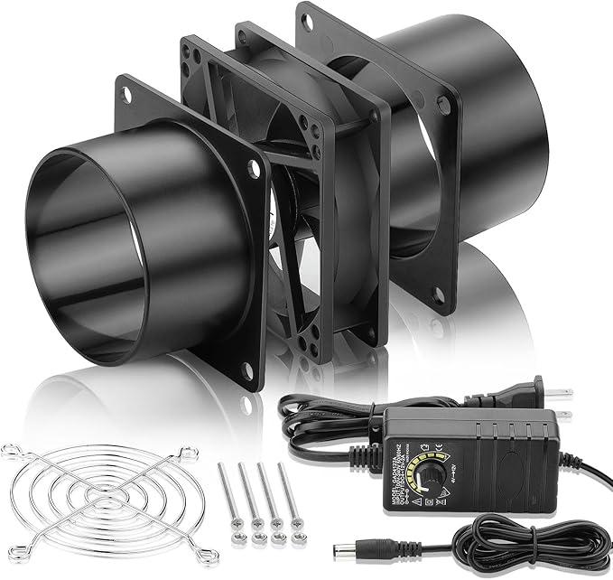 80mm x 25mm 3 Inch Duct Household Ventilation 12V Exhaust Fan with Speed Controller for DIY Greenhouse 3D Print Smoke Paint Fume Extractor-D8025