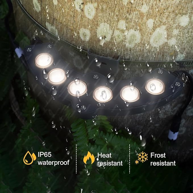 Solar Palm Tree Lights Outdoor Warm Light 3000K, Solar Spotlights for Plam Trees 12000 mAh Batteries Solar Powered LED Ring Tree Lights up to 12+ Hours for Outside House Garden Landscape Large Trees