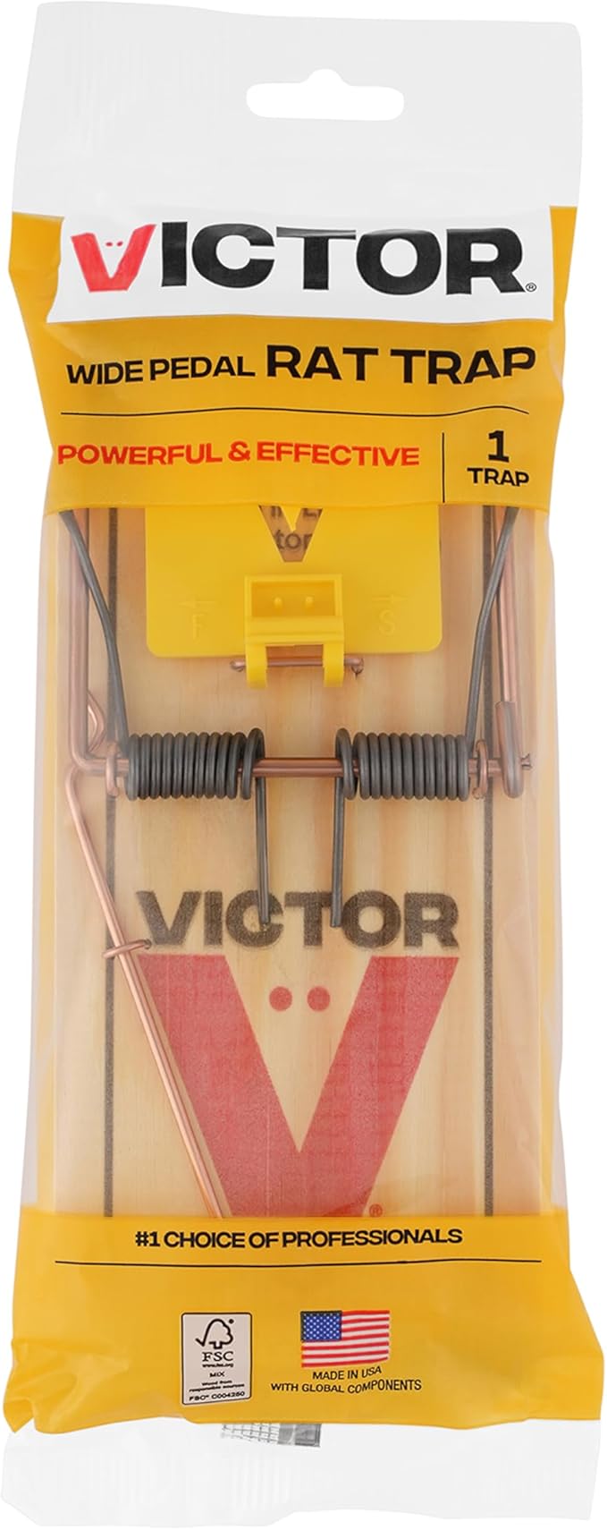 Victor M205-9 Wide Plastic Pedal Sustainably Sourced FSC Wood Humane Snap Rat Traps - 9 Wooden Traps