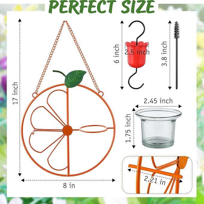 Baltimore Oriole Bird Feeder for Outdoors – Oriole Feeder with Ant Moat & Glass Bowl & Ant Moat & Cleaning Brush, Metal Hanging for Jelly, Nectar, Mealworms & Orange Halves(1 Pack)