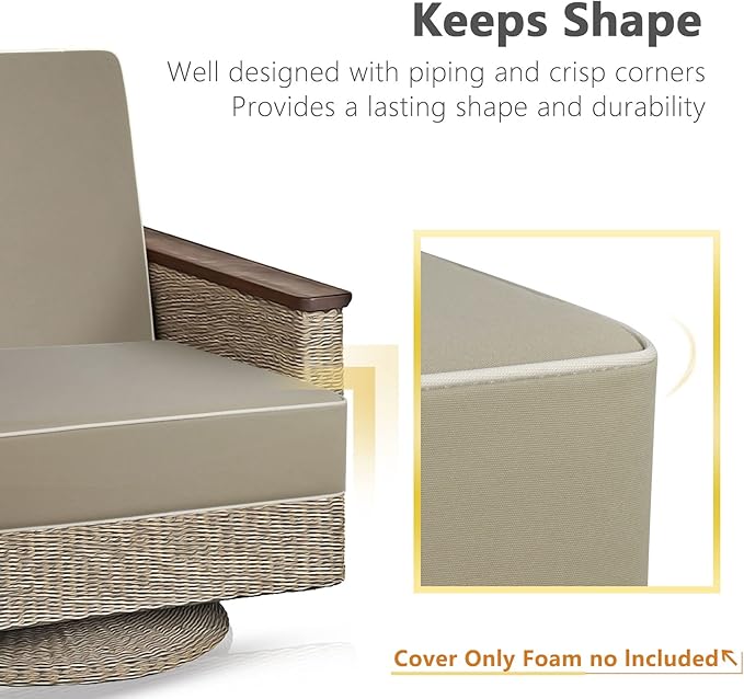 Porch Shield Outdoor Cushion Slipcovers Patio Chair Seat Cushion Covers Set 4 Waterproof Fade Resistant 23 x 23 x 4 inch, Beige