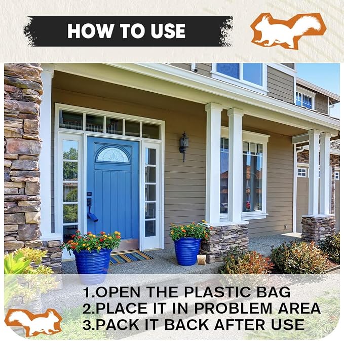 Squirrel Repellent Outdoor, Chipmunk Repellent for Garden, Attic, Garage, Patio and Sheds, Squirrel Deterrent, Keep Squirrels Out of Yard, Covers Up to 120 sq ft, 10 Packs