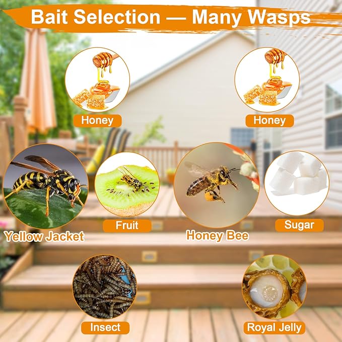 6 Pack Disposable Wasp Traps Outdoor Hanging Carpenter Bee Traps for Outside Yellow Jacket Trap Hornet Trap Wasp Catcher for Bug Flies Patio Garden