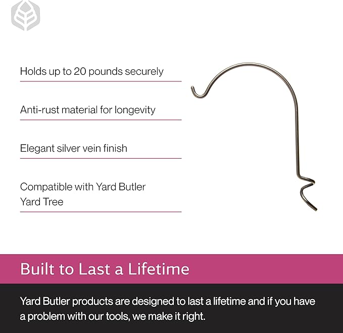 Yard Butler Yard Tree Gravity Hook, IYT-HOOK8 Garden Accessory for Outdoor Hanging - Steel Construction - Easy Installation - Functional & Decorative