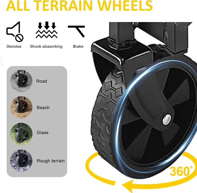 Foldable Wagon Cart, Collapsible Wagon Cart with Heavy Duty Wheels, 220Ibs Portable Folding Utility Wagon for Groceries, Beach, Camping, Outdoor Activities, Green