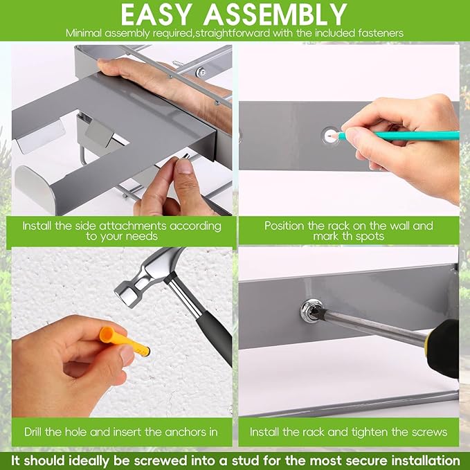 Power Tool Organizer Wall Mount - Heavy Duty Weed Eater Hanger for Garage Organization, Cuboid Garage Storage Rack for EGO Leaf Blower, Trimmer, Chainsaw, Edger, Battery, Charger, 180lbs Load Capacity