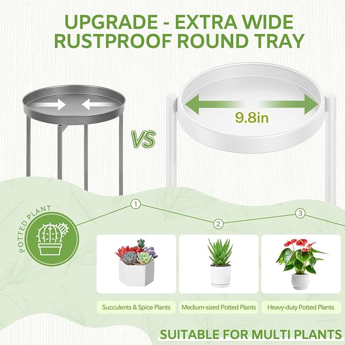 iDavosic.ly 5 Tier Plant Stand for Indoor Outdoor 2 Pack, Folding Large Corner Flower Pot Holder Shelf and Metal Plastic Tall Orchid Display Rack for Patio Porch Living Room Garden Balcony, White