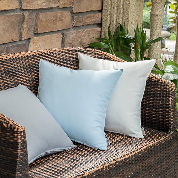 MIULEE Pack of 2 Decorative Outdoor Waterproof Pillow Covers Square Garden Cushion Sham Throw Pillowcase Shell for Spring Patio Tent Couch 20x20 Inch White