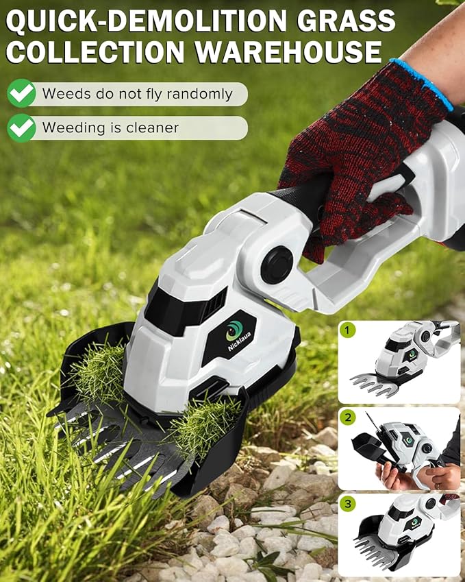 Cordless Hedge Trimmer,Cordless Grass Shears,2-in-1 Bush Trimmer,Cordless Grass Shear Bush Trimmer& Shrubbery Trimmer,Hedge Shear with 2 PCS Rechargeable Battery and Charger for Garden, Lawn.