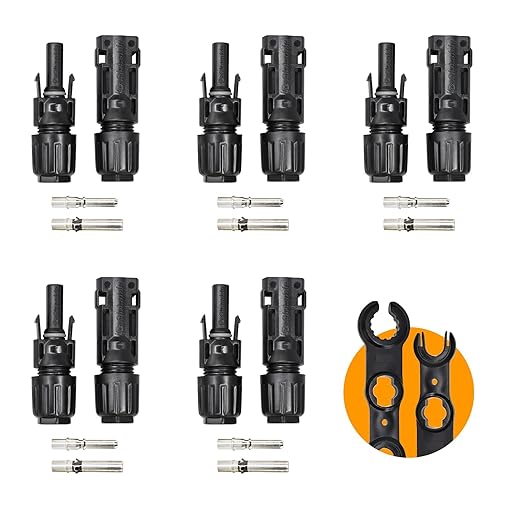10AWG Solar Panel Cable Connector, IP68 Waterproof, 1500V 70A Tinned Copper Pins, 5 Pairs with 2 Spanners(for 10awg)