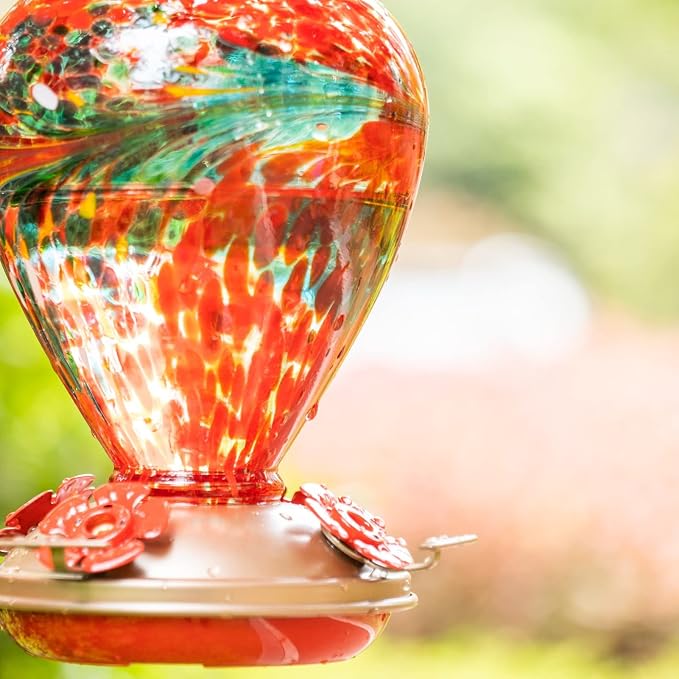 Muse Garden Hummingbird Feeders for Outdoors Hanging, Blown Glass Hummingbird Feeder Gifts for Mom, Garden Decor for Outside, Unique Gifts Idea for Women, 34OZ,Phoenix Flying | Muse Garden Hummingbird Feeders for Outdoors Hanging, Blown Glass Hummingbi...