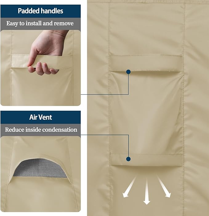 Easy-Going Square Patio Furniture Cover Waterproof Outdoor Dining Table and Chair Cover Anti-UV Outside Sectional Sofa Set Covers (64"L x 64"W x 28"H, Camel)