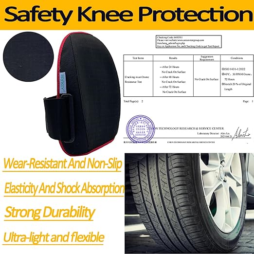 Work Knee Pads Made of Tear Resistant Oxford Cloth and Durable Rubber |Waterproof and Breathable Suitable for Mechanical Repairs and Yard Work|With Adjustable Straps Black/Red