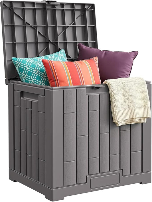 Jocoevol Deck Box 30 Gal, UV Resistant & Waterproof Outdoor Storage Box with Lock, Easy Assemble Storage Bins Container for Pool Patio Garden