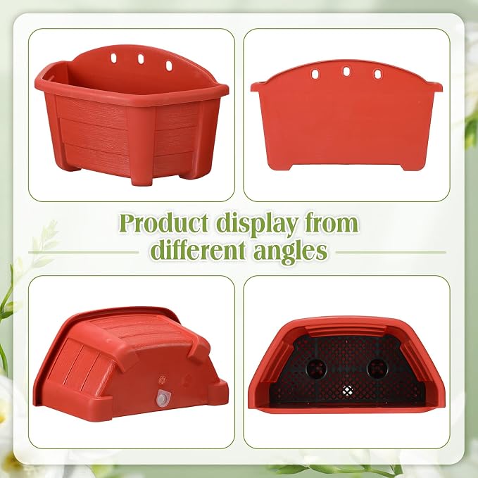 Rtteri 20 Pack Wall Hanging Planters, 9.8 Inch Plastic Flower Pots for Railing Fence, Wall Plant Basket for Balcony Fence Garden Yard Home Indoor Outdoor Decor