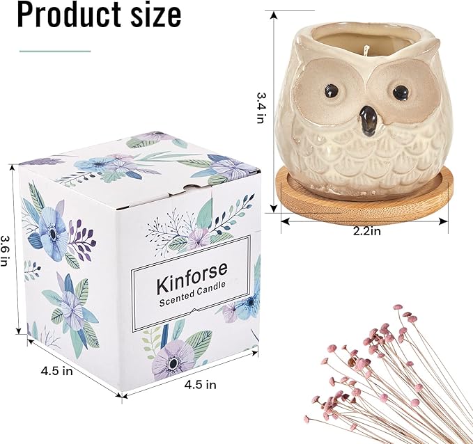 Scented Candles Gifts for Women, Birthday Presents for Ladies,Owl Gifts for Women Sweet Orange Candle, Best Friend Unique Happy Birthday Bath Candle Set Gift Ideas