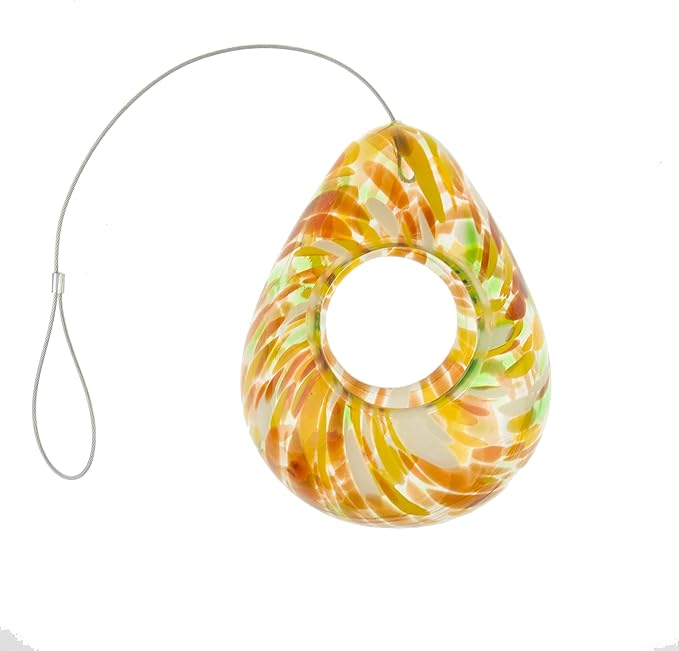 CLEVER GARDEN Glass Bird Feeder, Hanging Outdoor Decoration for Wild Birds, Yellow Teardrop