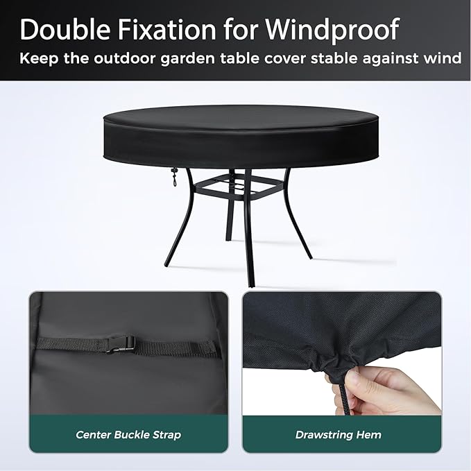 SUNICO Outdoor Round Table Cover 24" Dia, Patio Table Cover Round for Patio Circle Coffee Table & Bistro Table & Picnic Table.Windproof, Waterproof, Stain-Resistant, Durable Table Cover