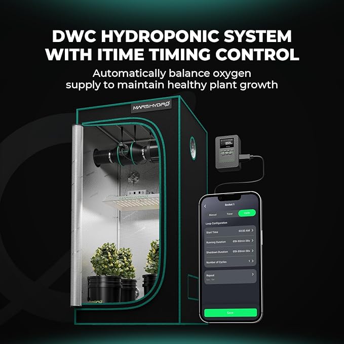 MARS HYDRO DWC Hydroponics Grow System Kit with Recirculating Top Drip, 11W Air Pump, Air Stone, Hose & 4 Buckets, 5 Gallon Deep Water Culture Indoor Hydroponic System