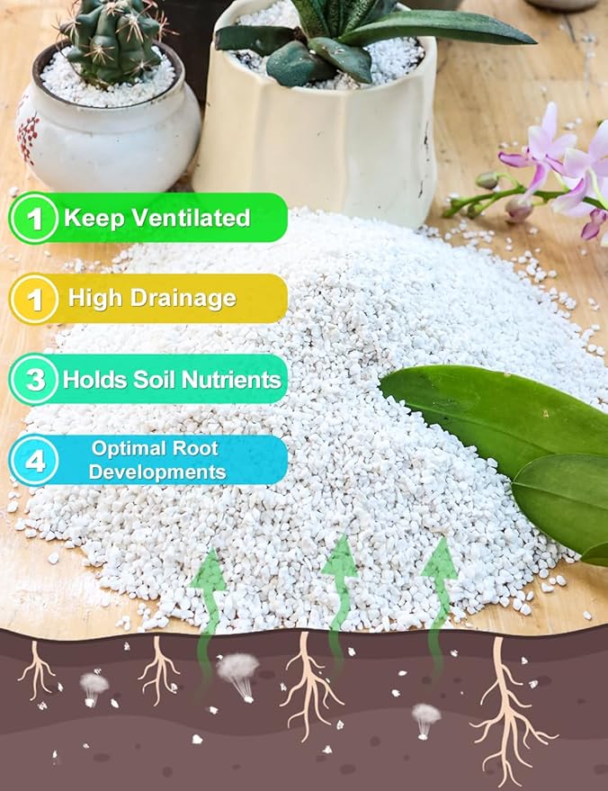 TOYPOPOR Perlite for Plants, (10qt) 3-6mm Organic Perlite for Gardening, Perlite for Plants Indoor, Soil Additive Conditioner Mix Improve Drainage and Ventilation Promote Root Growth and Soil Health