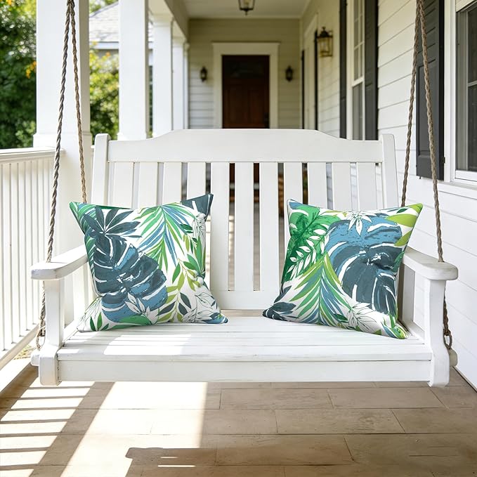 LVTXIII Outdoor Pillow Covers 20x20 Inch, 2 Pack Large Square Throw Pillow Cases, Fade-Resistant Cushion Covers for Patio Furniture Sofa, Garden Porch, Islamorada Blue Green