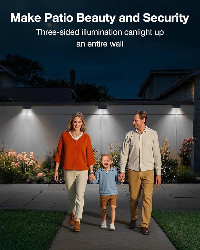 Fence Lights Solar Powered Outdoor Waterproof Outside Wall LED Landscaping Lamp 12 Pack for Yard, Deck, Patio, Rail, Garage, Pool, Balcony, Energy Efficient Cool White Safety and Ambiance,Easy Install