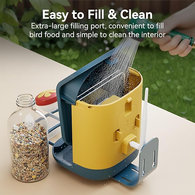 Bird Feeder with Camera, Support 2.4GHz/5GHz, 2K Live Steam for Outdoor, 1.8L Large Capacity, AI Identify Auto Capture Videos, Camera Bird Feeders for Outside, Ideal Gift for BirdLovers (Dark Blue)