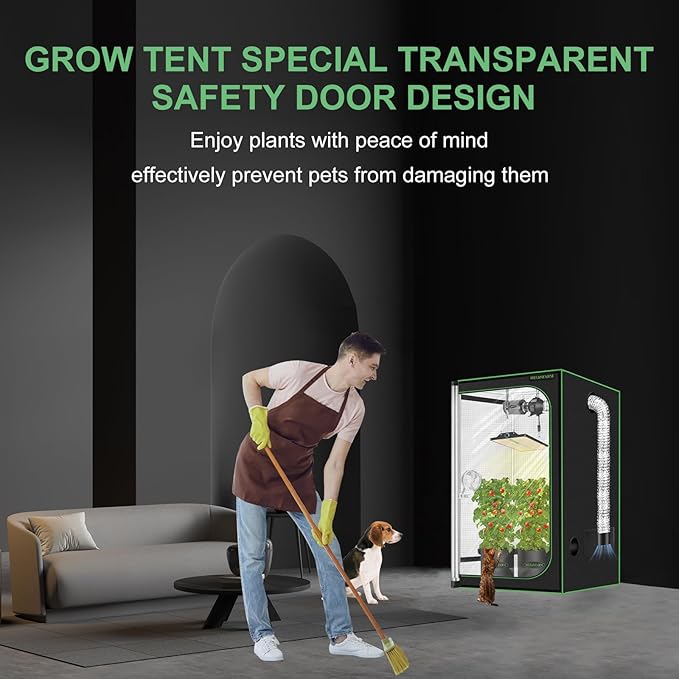 MELONFARM 32"x32"x63'' Grow Tent, High Reflective 600D Diamond Mylar Canvas with Observation Window and Floor Tray for Hydroponic Indoor Plant Growing