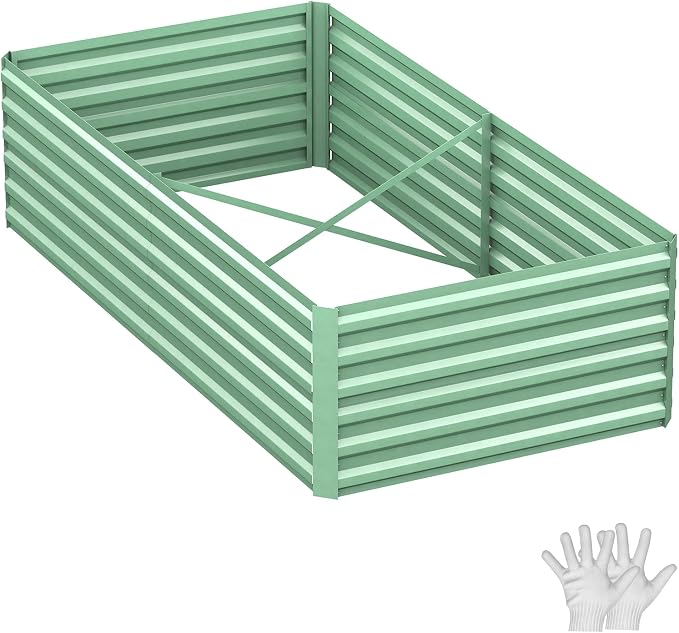 IDEALHOUSE 8x4x2 Ft Galvanized Metal Raised Garden Bed, 24-Inch Tall Heavy Duty Planter Box for Vegetables, Herbs & Flowers, Rust-Resistant Outdoor Gardening Bed, Green