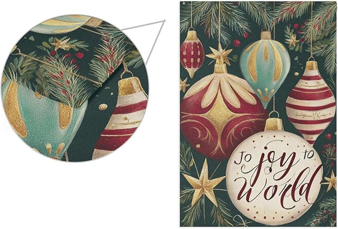 Pfrewn Christmas Winter Garden Flag 12x18 Double Sided Holly Ball Ornament Joy Small House Yard Flags Welcome Seasonal Outdoor Indoor Banner for Xmas Holiday Yard Home Decoration